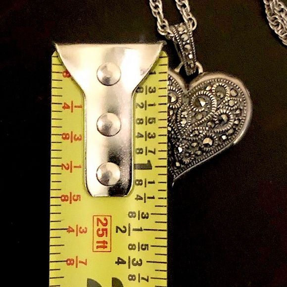 JUDITH JACK Sterling Silver Inlaid Marcasite Heart Locket with Clock Pendant NWT - Picture 8 of 12